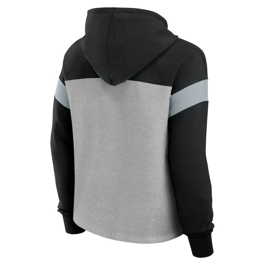 Las Vegas Raiders Women's Bold Play Call Pullover Hoodie Heather Gray/Black