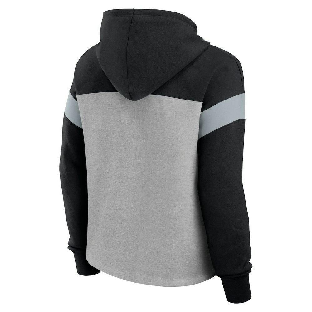 Las Vegas Raiders Women's Bold Play Call Pullover Hoodie Heather Gray/Black