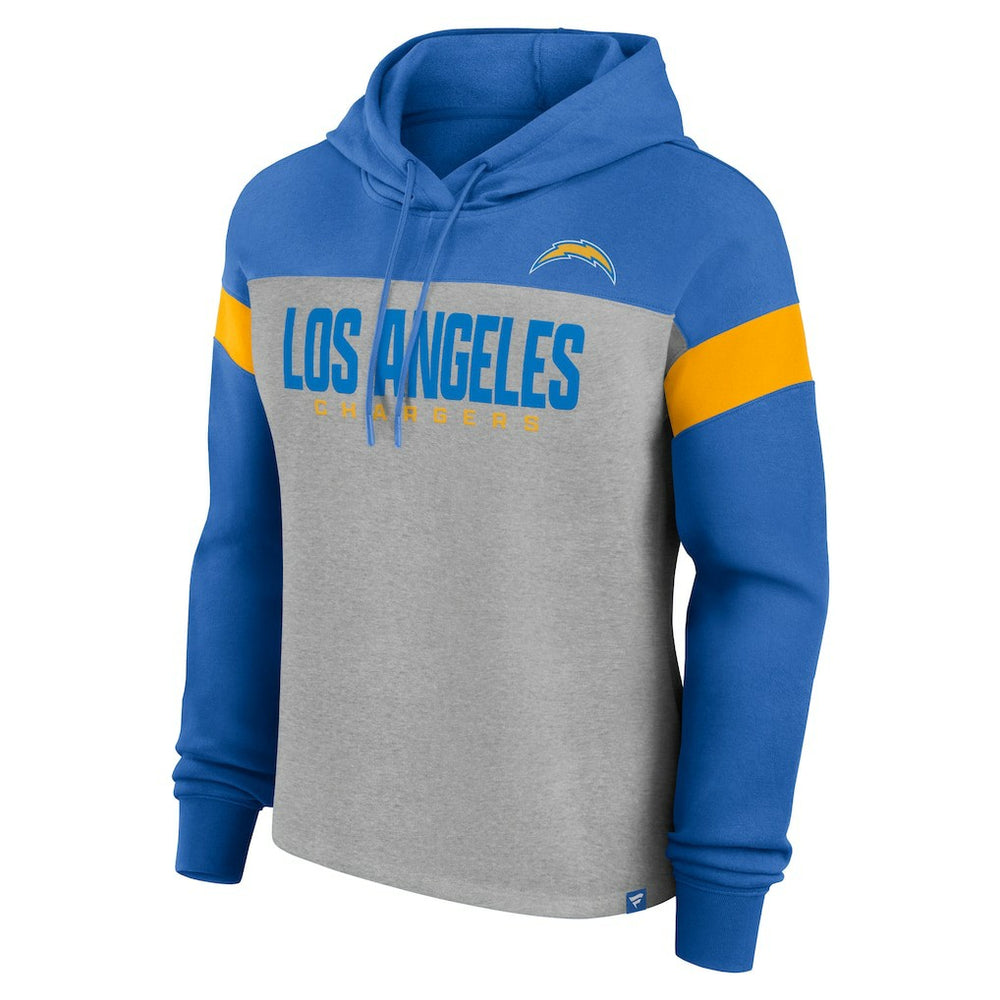 Los Angeles Chargers Women's Bold Play Call Pullover Hoodie Heather Gray/Powder Blue