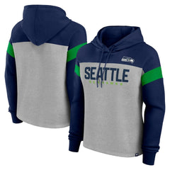Seattle Seahawks Women's Bold Play Call Pullover Hoodie Heather Gray/College Navy