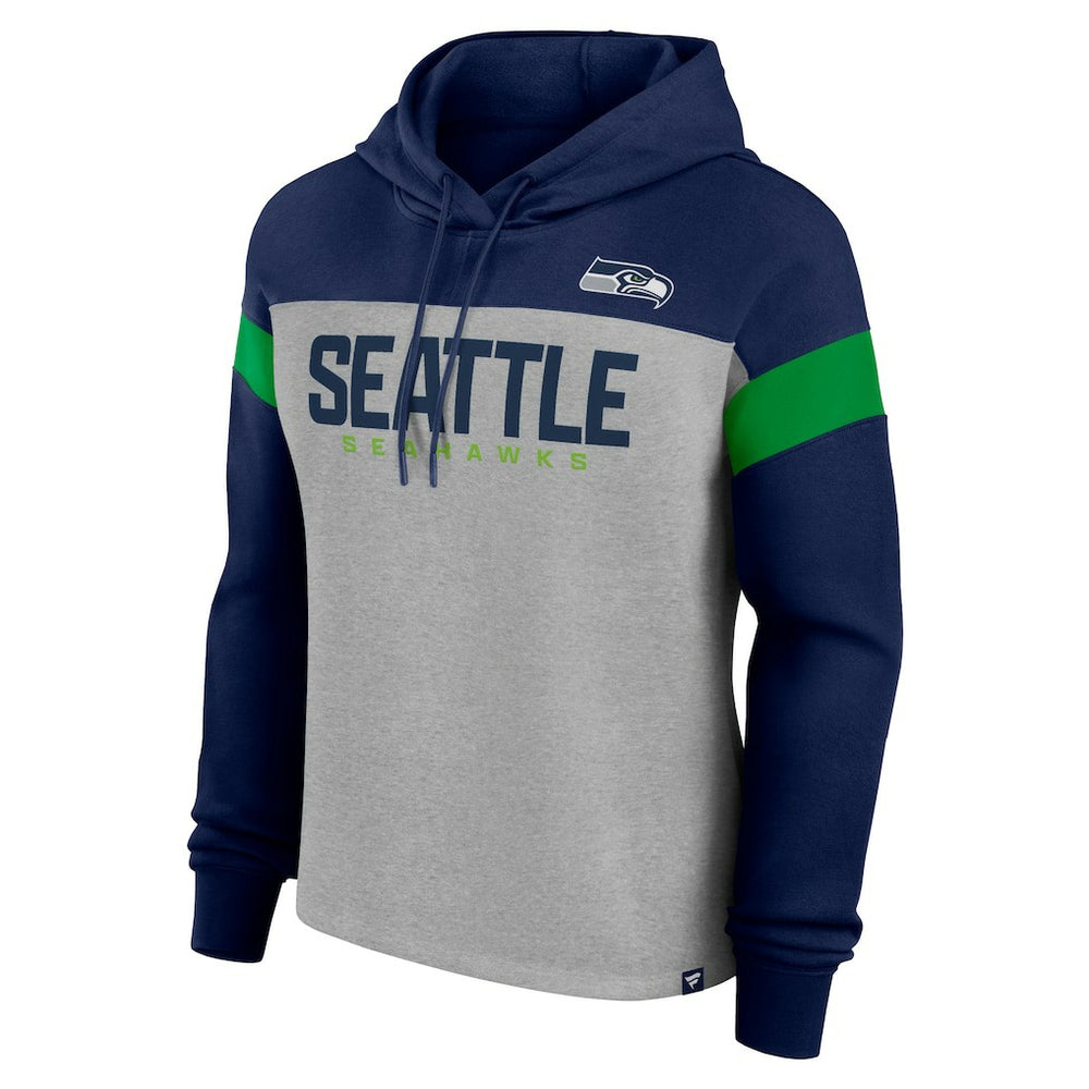 Seattle Seahawks Women's Bold Play Call Pullover Hoodie Heather Gray/College Navy