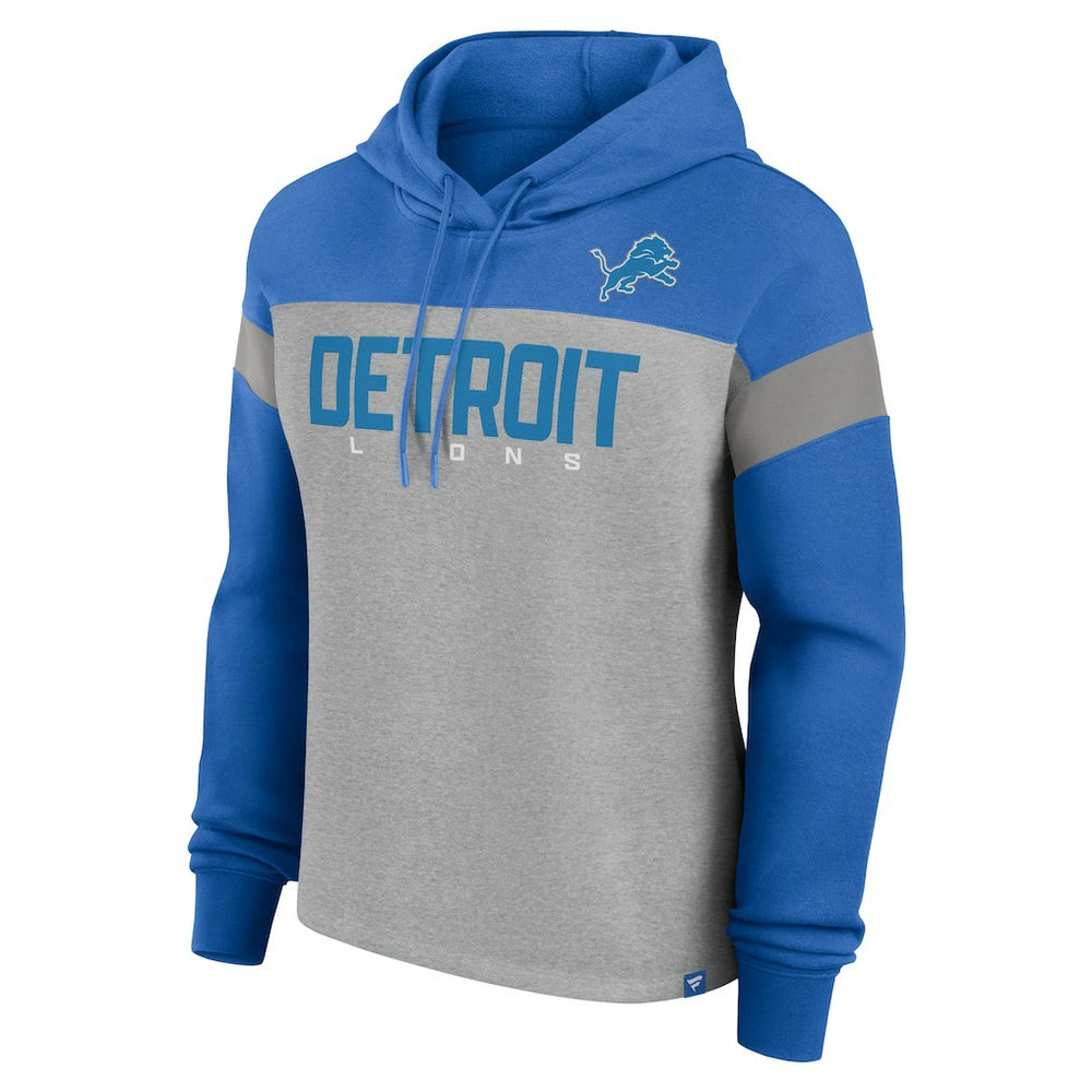 Detroit Lions Women's Bold Play Call Pullover Hoodie Heather Gray/Blue