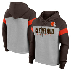 Cleveland Browns Women's Bold Play Call Pullover Hoodie Heather Gray/Brown