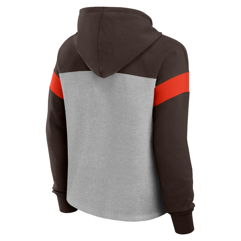Cleveland Browns Women's Bold Play Call Pullover Hoodie Heather Gray/Brown
