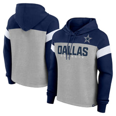 Dallas Cowboys Women's Bold Play Call Pullover Hoodie Heather Gray/Navy