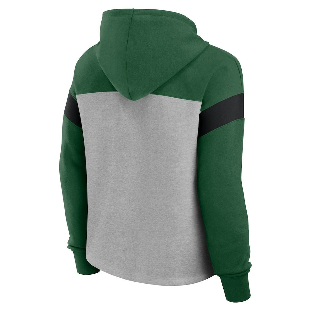 New York Jets Women's Bold Play Call Pullover Hoodie Heather Gray/Green