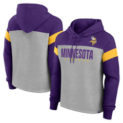 Minnesota Vikings Women's Bold Play Call Pullover Hoodie Heather Gray/Purple
