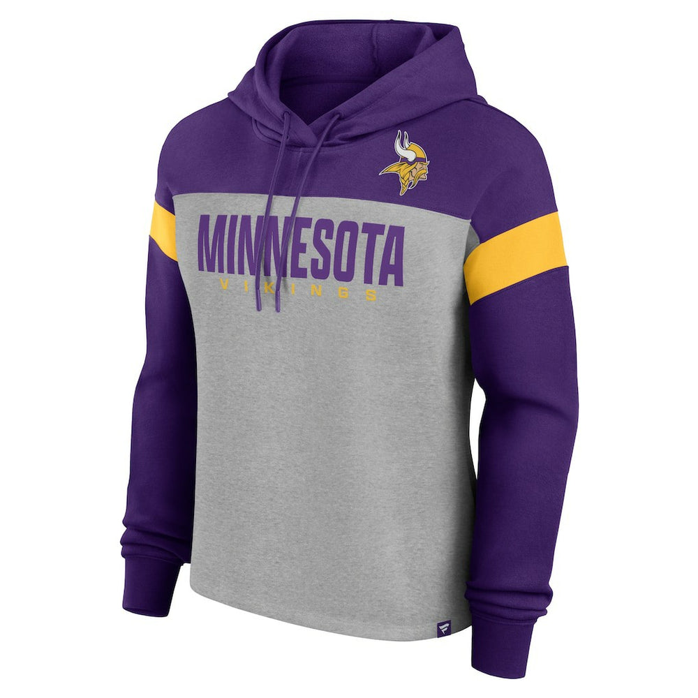 Minnesota Vikings Women's Bold Play Call Pullover Hoodie Heather Gray/Purple