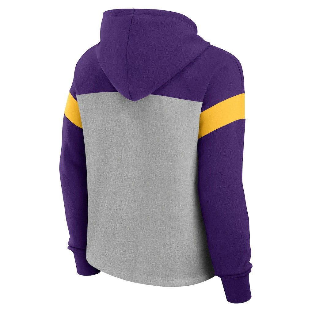 Minnesota Vikings Women's Bold Play Call Pullover Hoodie Heather Gray/Purple