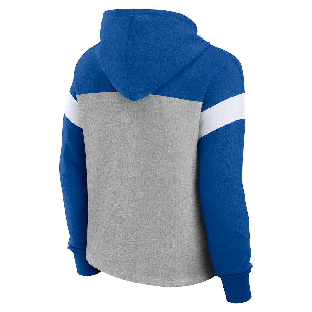 Indianapolis Colts Women's Bold Play Call Pullover Hoodie Heather Gray/Royal