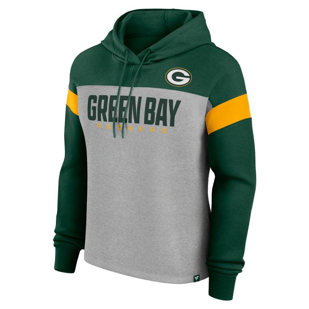 Green Bay Packers Women's Bold Play Call Pullover Hoodie Heather Gray/Green