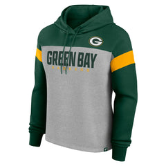 Green Bay Packers Women's Bold Play Call Pullover Hoodie Heather Gray/Green