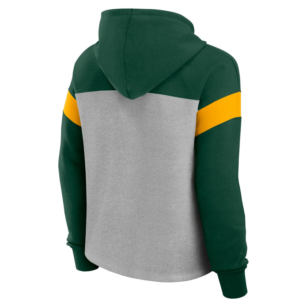 Green Bay Packers Women's Bold Play Call Pullover Hoodie Heather Gray/Green