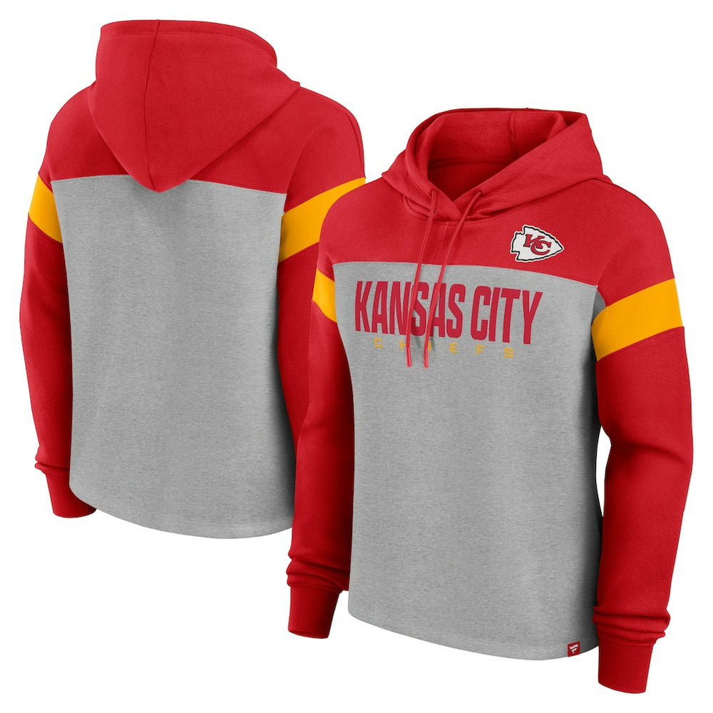Kansas City Chiefs Women's Bold Play Call Pullover Hoodie Heather Gray/Red