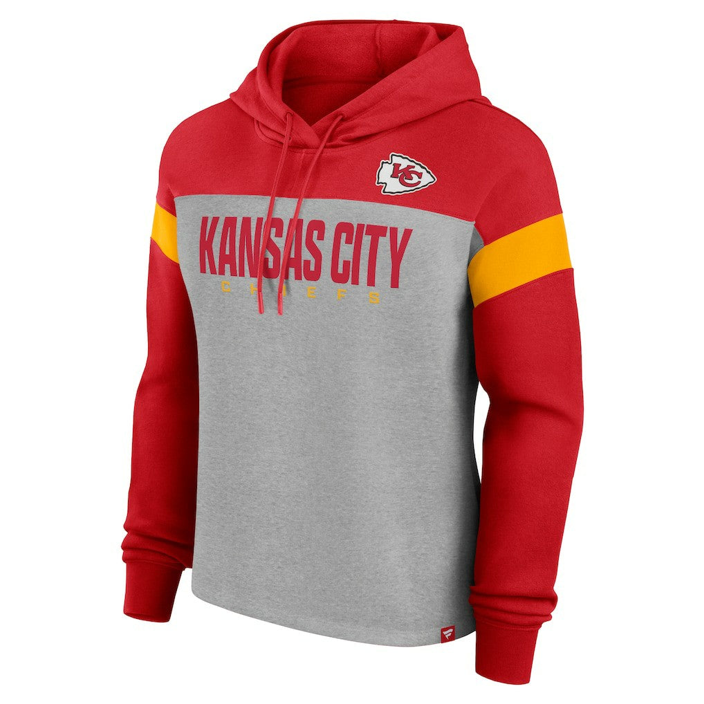 Kansas City Chiefs Women's Bold Play Call Pullover Hoodie Heather Gray/Red