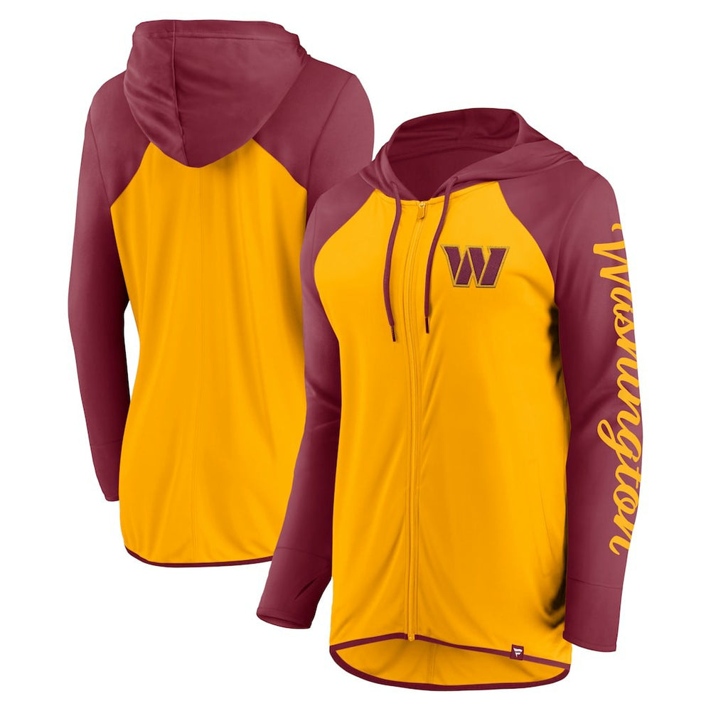Washington Commanders Women's Script Full-Zip Hoodie Gold/Burgundy