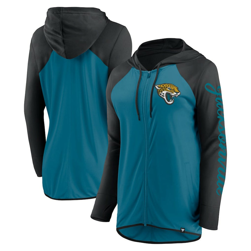 Jacksonville Jaguars Women's Script Full-Zip Hoodie Teal/Black