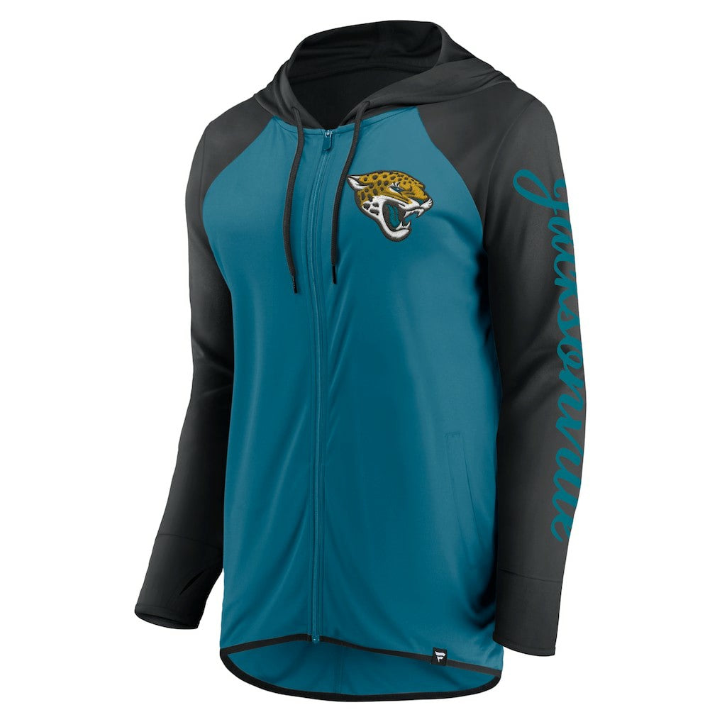 Jacksonville Jaguars Women's Script Full-Zip Hoodie Teal/Black