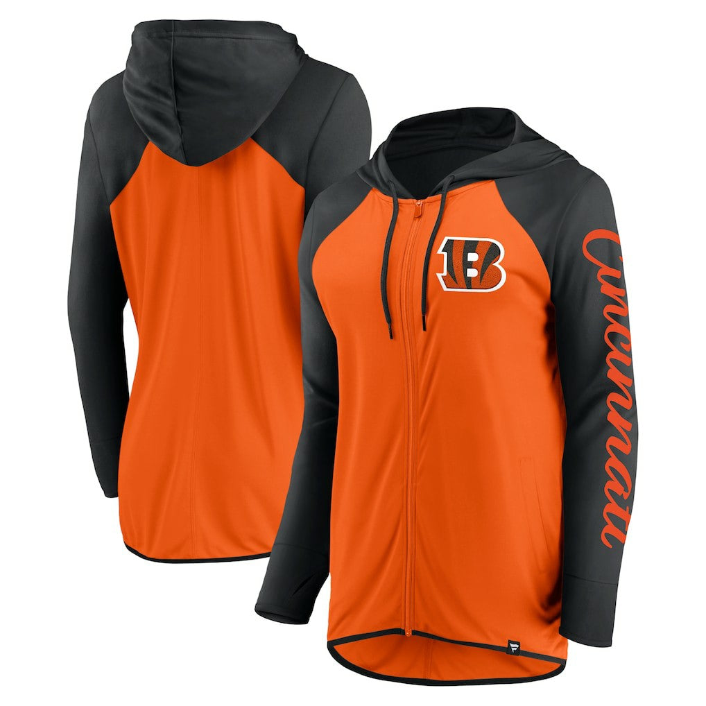 Cincinnati Bengals Women's Script Full-Zip Hoodie Orange/Black