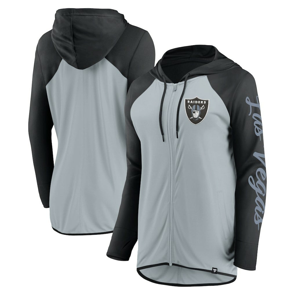 Las Vegas Raiders Women's Script Full-Zip Hoodie Silver/Black