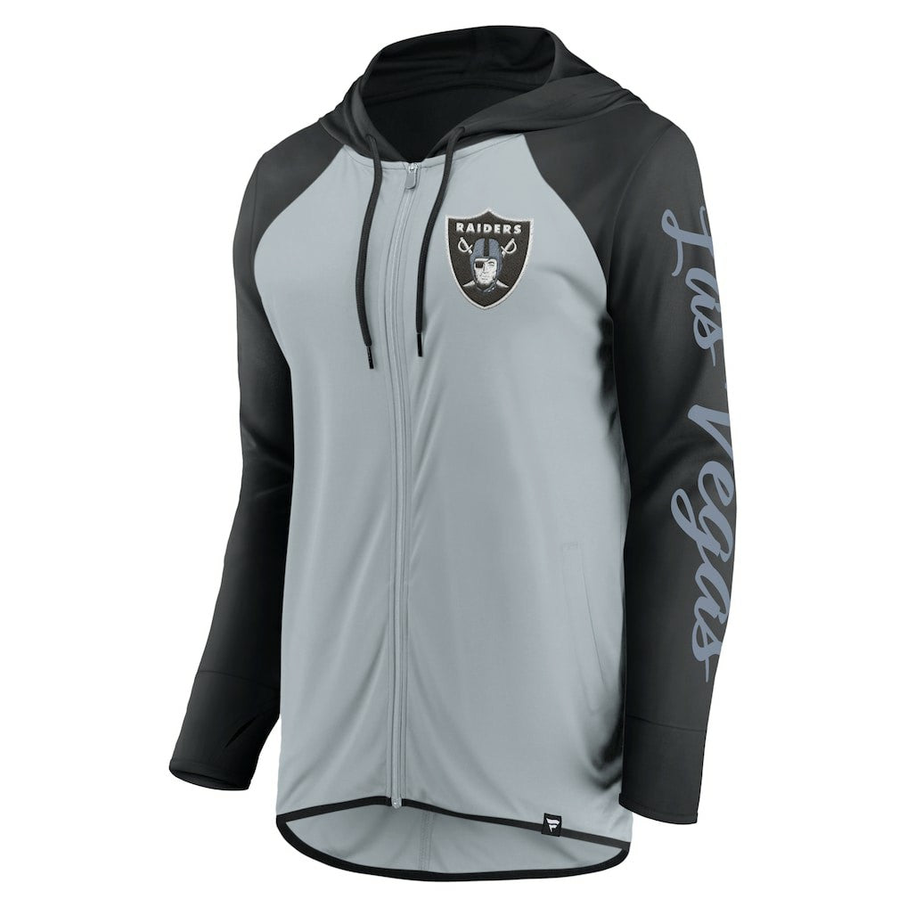 Las Vegas Raiders Women's Script Full-Zip Hoodie Silver/Black