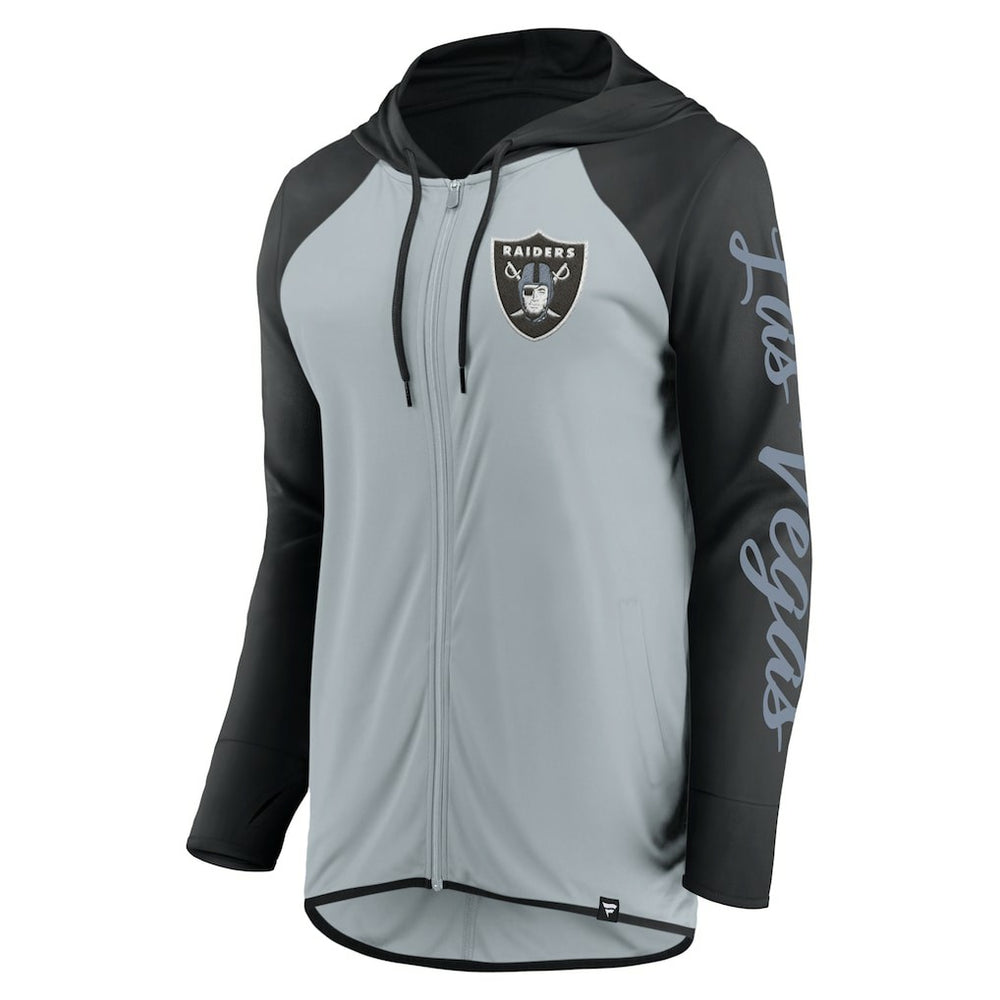 Las Vegas Raiders Women's Script Full-Zip Hoodie Silver/Black