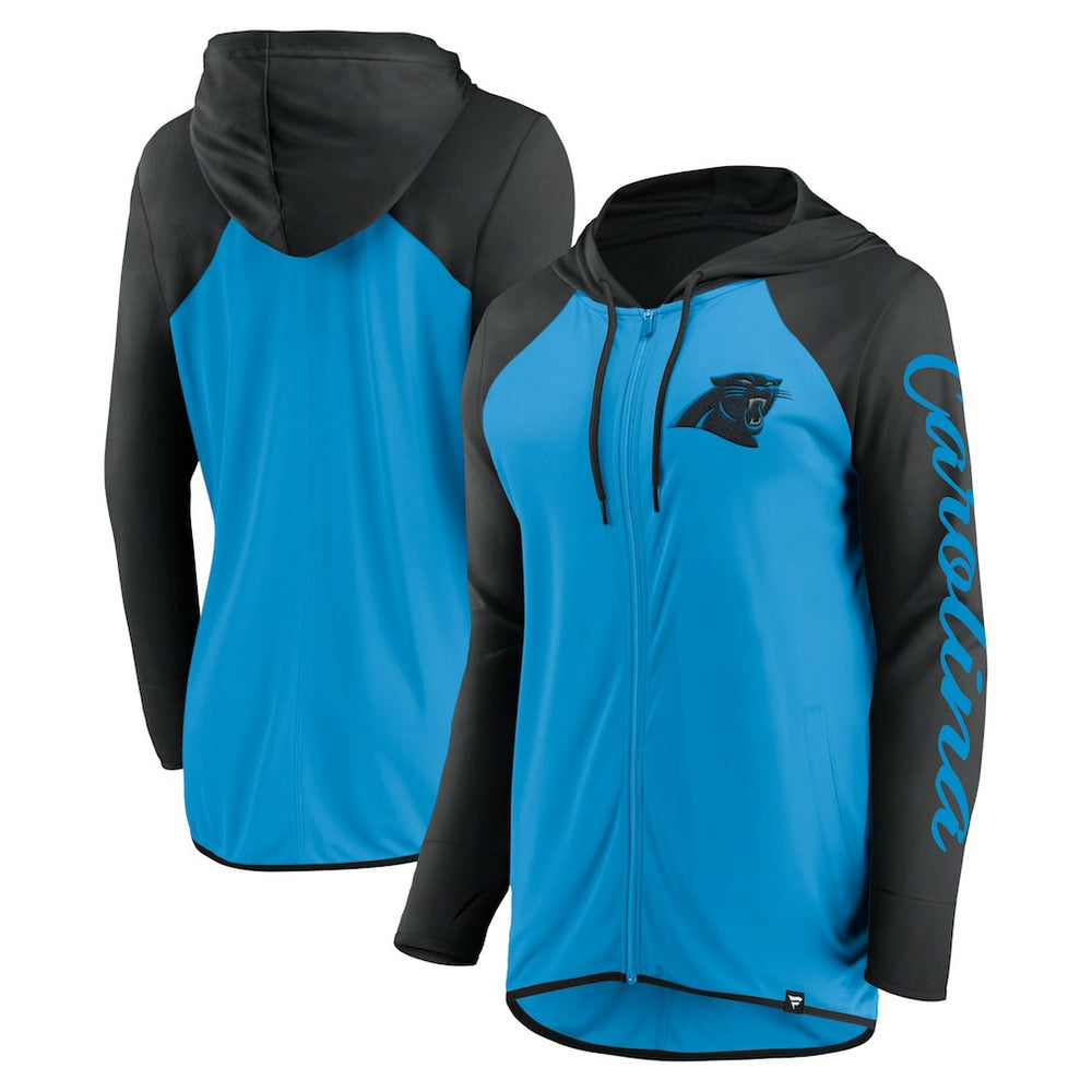 Carolina Panthers Women's Script Full-Zip Hoodie Blue/Black