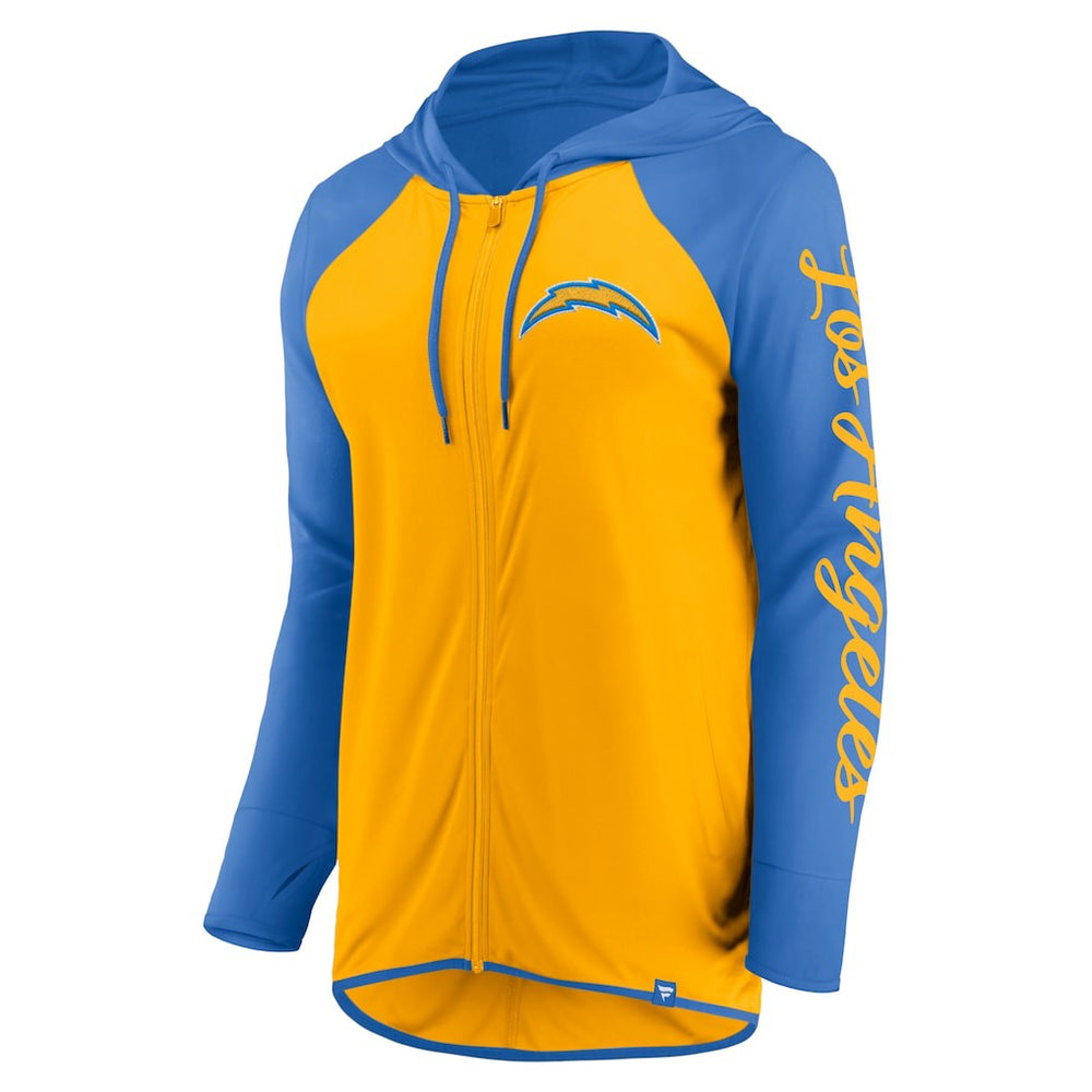 Los Angeles Chargers Women's Script Full-Zip Hoodie Gold/Powder Blue