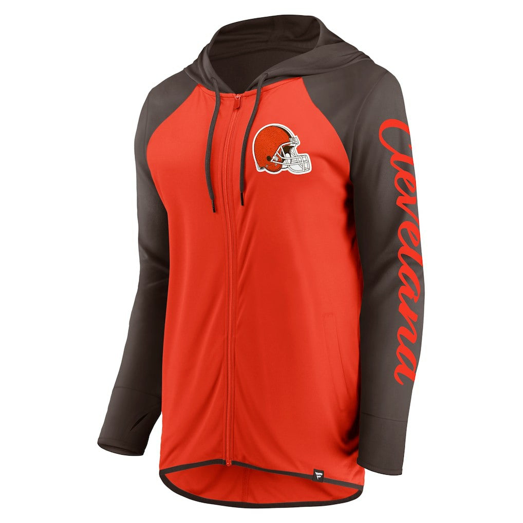 Cleveland Browns Women's Script Full-Zip Hoodie Orange/Brown