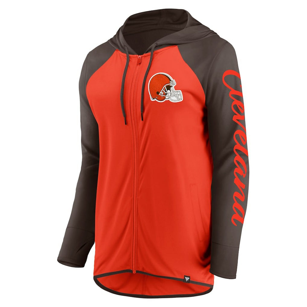 Cleveland Browns Women's Script Full-Zip Hoodie Orange/Brown