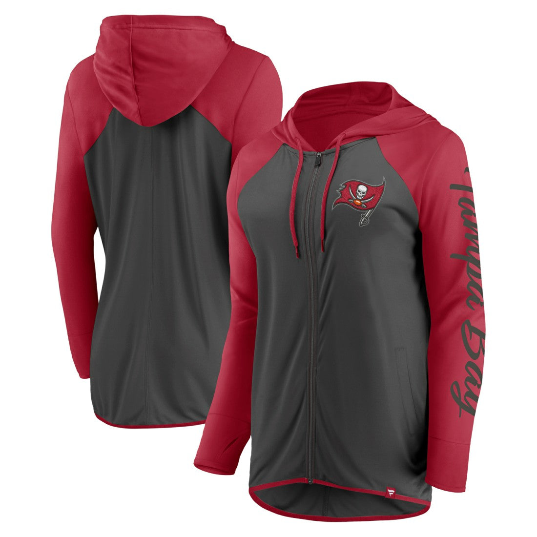 Tampa Bay Buccaneers Women's Script Full-Zip Hoodie Pewter/Red