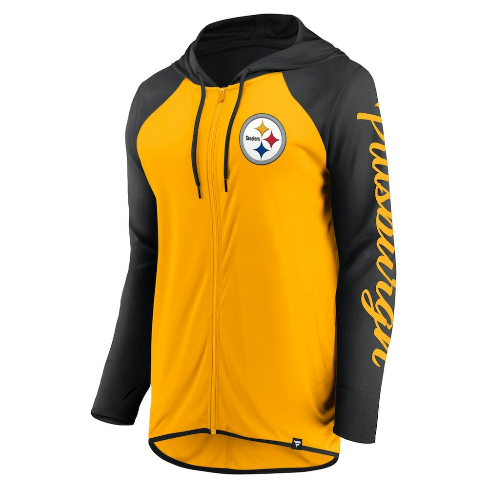 Pittsburgh Steelers Women's Script Full-Zip Hoodie Gold/Black