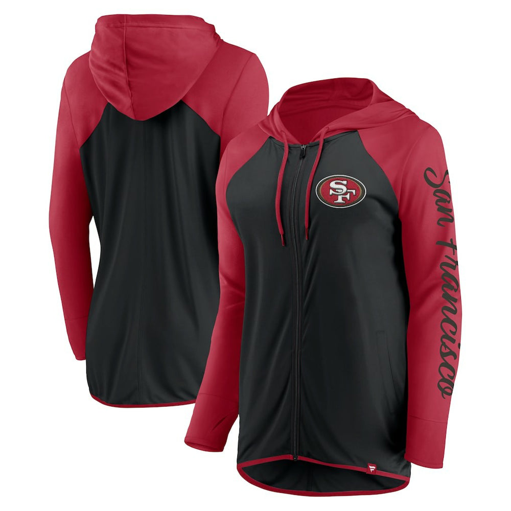 San Francisco 49ers Women's Script Full-Zip Hoodie Black/Scarlet