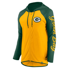 Green Bay Packers Women's Script Full-Zip Hoodie Gold/Green