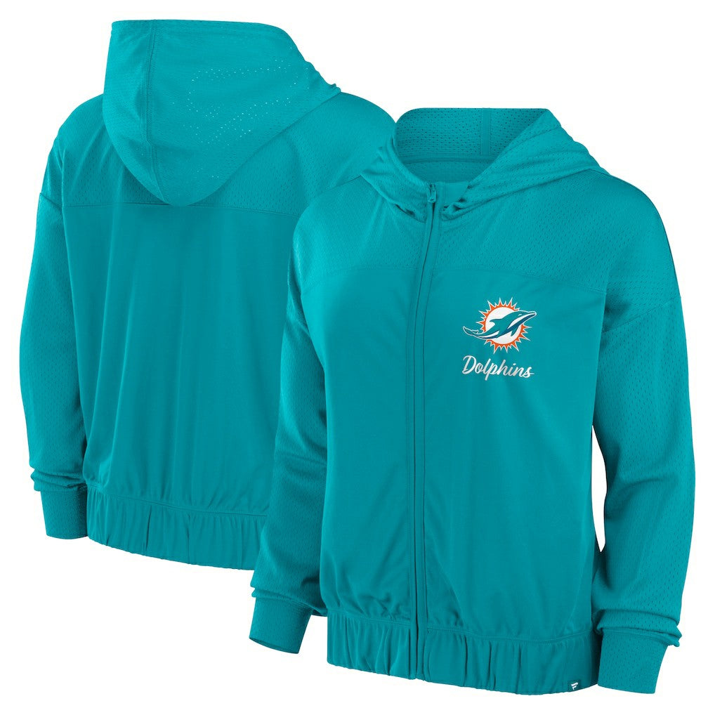 Miami Dolphins Women's Script Lock Full-Zip Hoodie Aqua
