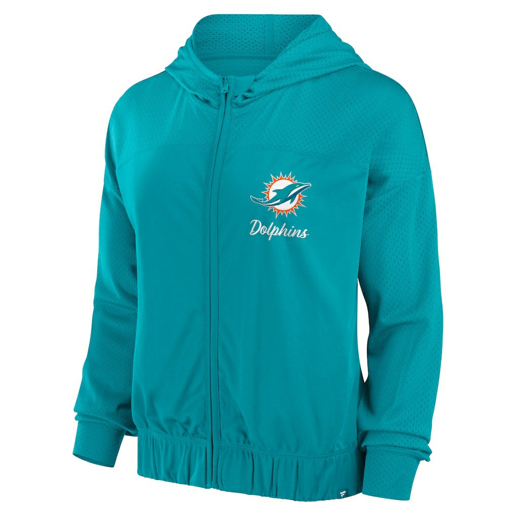 Miami Dolphins Women's Script Lock Full-Zip Hoodie Aqua