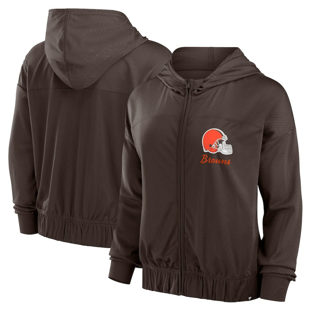Cleveland Browns Women's Script Lock Full-Zip Hoodie Brown