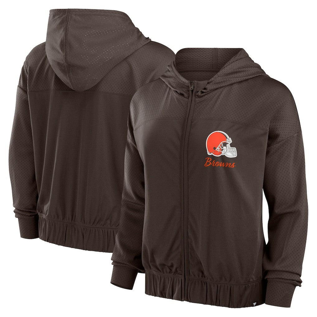 Cleveland Browns Women's Script Lock Full-Zip Hoodie Brown