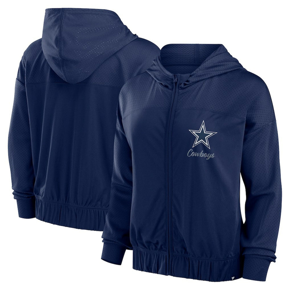 Dallas Cowboys Women's Script Lock Full-Zip Hoodie Navy
