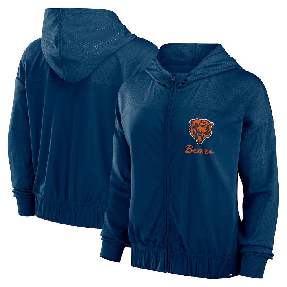 Chicago Bears Women's Script Lock Full-Zip Hoodie Navy