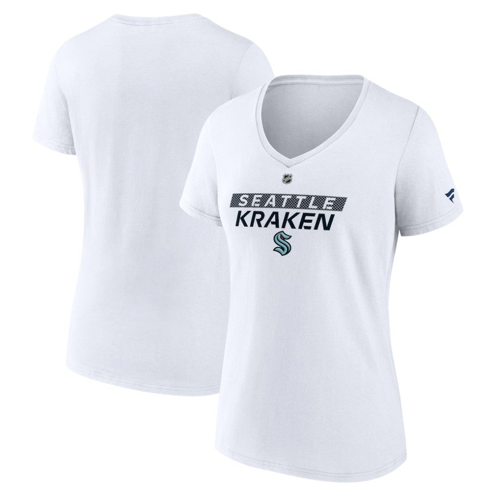 NHL Seattle Kraken Fanatics Women's Authentic Pro Core Primary V-Neck T-Shirt - White