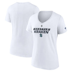 NHL Seattle Kraken Fanatics Women's Authentic Pro Core Primary V-Neck T-Shirt - White