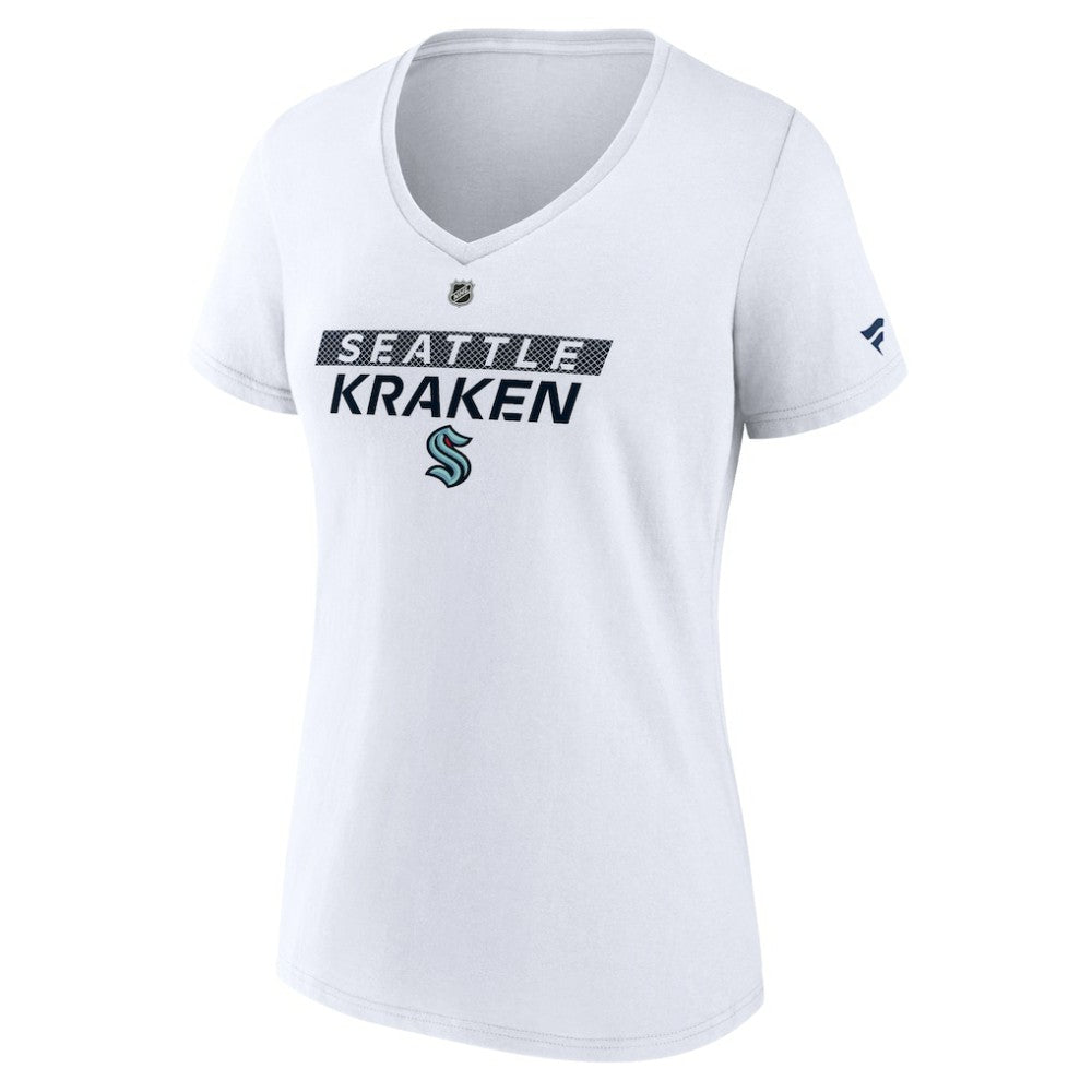 NHL Seattle Kraken Fanatics Women's Authentic Pro Core Primary V-Neck T-Shirt - White