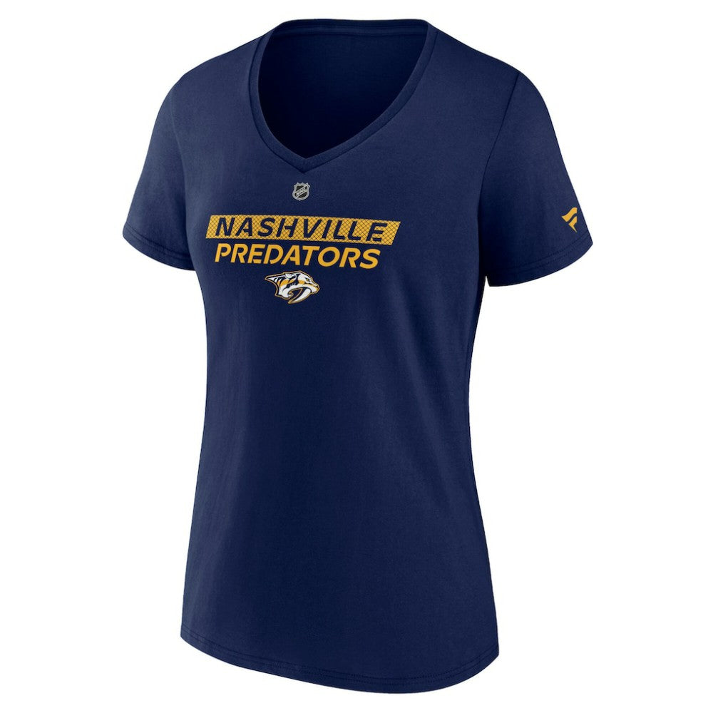 NHL Nashville Predators Fanatics Women's Authentic Pro Core Primary V-Neck T-Shirt - Navy