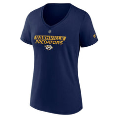 NHL Nashville Predators Fanatics Women's Authentic Pro Core Primary V-Neck T-Shirt - Navy
