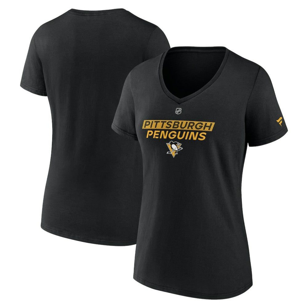 NHL Pittsburgh Penguins Fanatics Women's Authentic Pro Core Primary V-Neck T-Shirt - Black