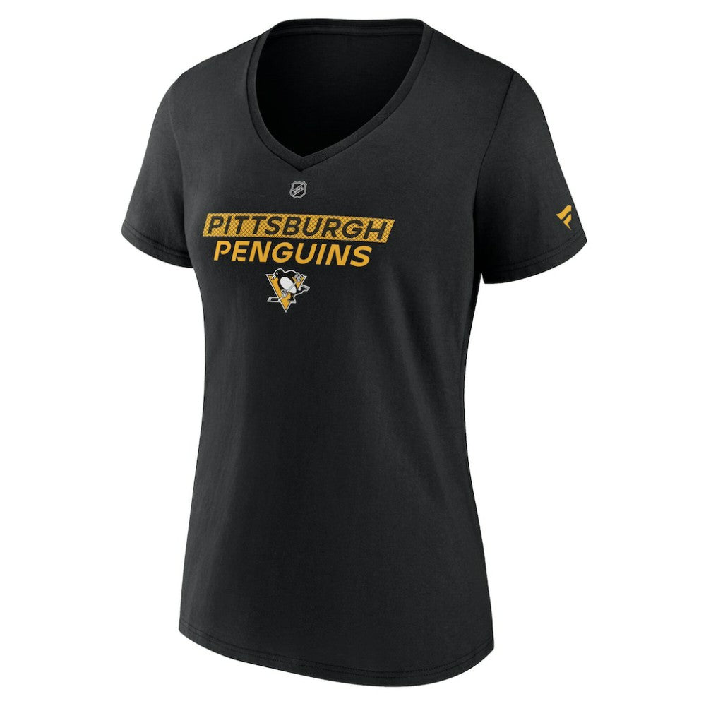NHL Pittsburgh Penguins Fanatics Women's Authentic Pro Core Primary V-Neck T-Shirt - Black