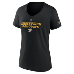 NHL Pittsburgh Penguins Fanatics Women's Authentic Pro Core Primary V-Neck T-Shirt - Black