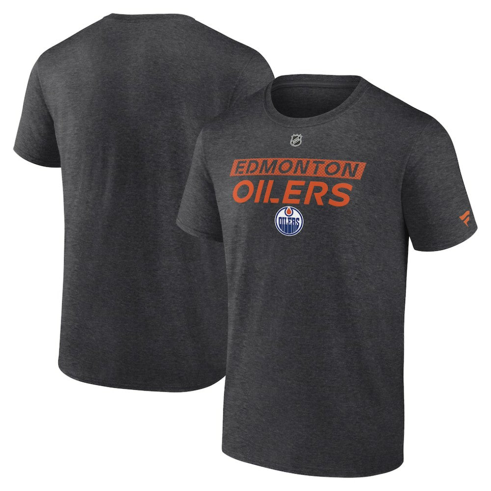 NHL Edmonton Oilers Fanatics Authentic Pro Core Primary T-Shirt - Heather Charcoal