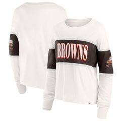 Cleveland Browns Women's Antique Block Long Sleeve T-Shirt Cream